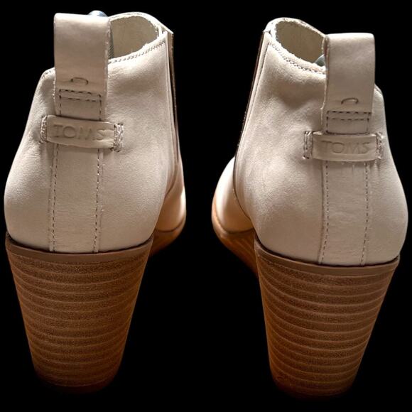 TOMS Marta Women's Size 8.5 Suede Beige Ivory Wedge Bootie Pull On Cut Out Side - Picture 8 of 15